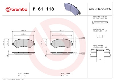 BREMBO P 61 118 Číslo výrobce: 24466. EAN: 8020584110744.
