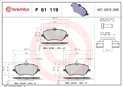 BREMBO P 61 119 Číslo výrobce: 24174. EAN: 8020584110775.