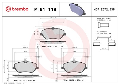 BREMBO P 61 119 Číslo výrobce: 24133. EAN: 8020584110775.