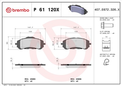 BREMBO P 61 120X Číslo výrobce: 25895. EAN: 8020584121757.