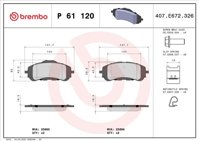 BREMBO P 61 120 Číslo výrobce: 25895. EAN: 8020584111581.
