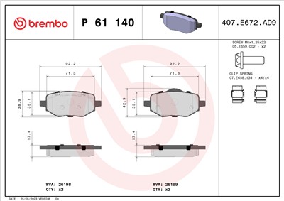 BREMBO P 61 140 Číslo výrobce: 26198. EAN: 8020584124345.