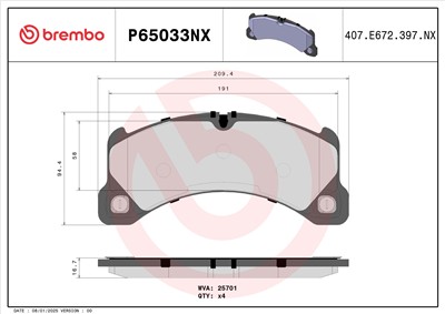 BREMBO P65033NX EAN: 8020584131619.