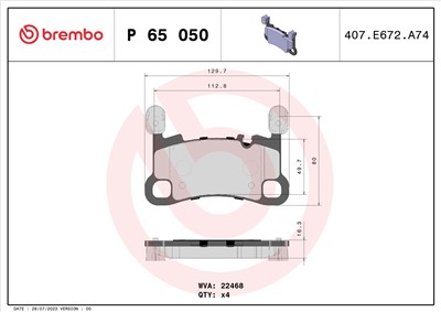 BREMBO P 65 050 Číslo výrobce: 22468. EAN: 8020584118559.