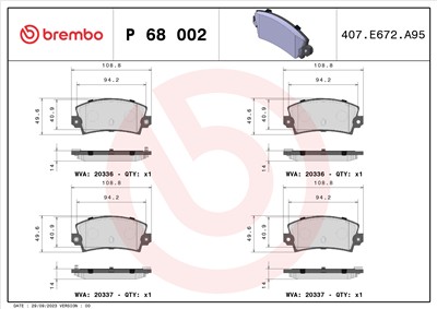 BREMBO P 68 002 Číslo výrobce: 20336. EAN: 8020584056653.
