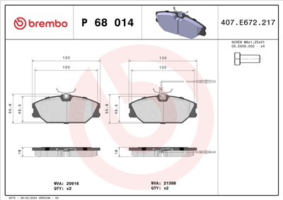 BREMBO P 68 014 Číslo výrobce: 21388. EAN: 8020584056776.