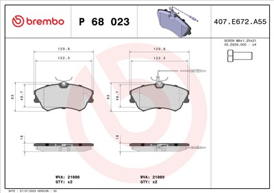 BREMBO P 68 023 Číslo výrobce: 21889. EAN: 8020584056868.