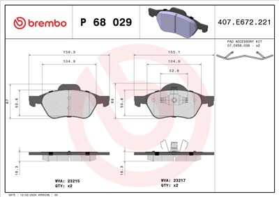 BREMBO P 68 029 Číslo výrobce: 23215. EAN: 8020584056929.