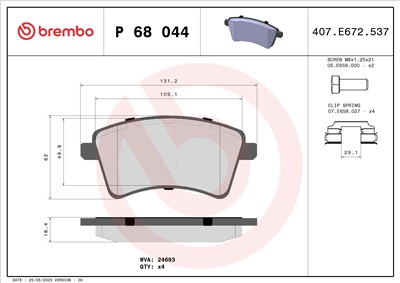 BREMBO P 68 044 Číslo výrobce: 24693. EAN: 8020584061954.