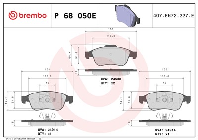 BREMBO P 68 050E Číslo výrobce: 24538. EAN: 8020584130018.