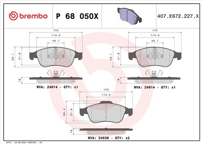 BREMBO P 68 050X Číslo výrobce: 24538. EAN: 8020584069202.