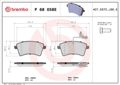BREMBO P 68 058E Číslo výrobce: 24693. EAN: 8020584123447.