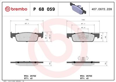 BREMBO P 68 059 Číslo výrobce: 25702. EAN: 8020584109656.