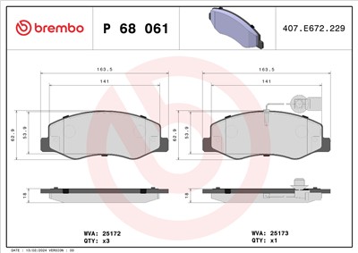 BREMBO P 68 061 Číslo výrobce: 25173. EAN: 8020584110065.