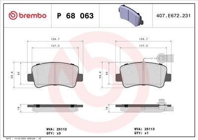 BREMBO P 68 063 Číslo výrobce: 25112. EAN: 8020584110089.