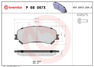 BREMBO P 68 067X Číslo výrobce: 22347. EAN: 8020584121818.