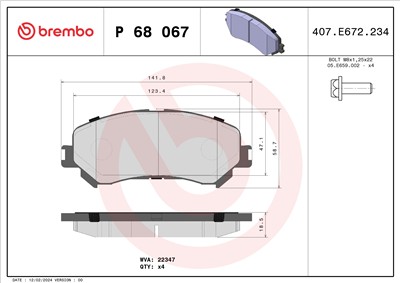 BREMBO P 68 067 Číslo výrobce: 22347. EAN: 8020584084397.