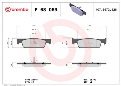 BREMBO P 68 069 Číslo výrobce: 22448. EAN: 8020584087145.