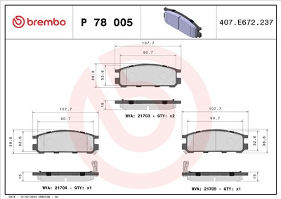 BREMBO P 78 005 Číslo výrobce: 21704. EAN: 8020584057124.