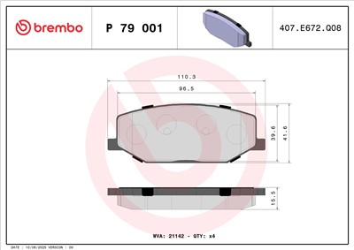 BREMBO P 79 001 Číslo výrobce: 21142. EAN: 8020584057216.