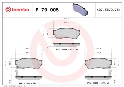 BREMBO P 79 005 Číslo výrobce: 21333. EAN: 8020584057254.