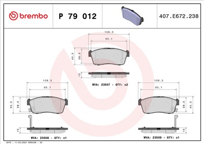 BREMBO P 79 012 Číslo výrobce: 23507. EAN: 8020584057322.
