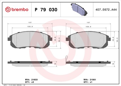 BREMBO P 79 030 Číslo výrobce: 21561. EAN: 8020584110805.