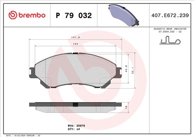 BREMBO P 79 032 Číslo výrobce: 25979. EAN: 8020584080962.
