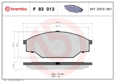 BREMBO P 83 013 Číslo výrobce: 21158. EAN: 8020584057483.
