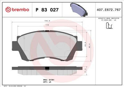 BREMBO P 83 027 Číslo výrobce: 21791. EAN: 8020584057629.