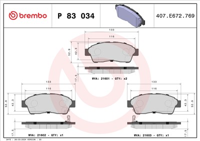 BREMBO P 83 034 Číslo výrobce: 21601. EAN: 8020584057698.
