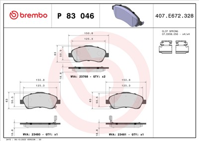 BREMBO P 83 046 Číslo výrobce: 23480. EAN: 8020584057810.