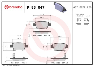 BREMBO P 83 047 Číslo výrobce: 23621. EAN: 8020584057827.