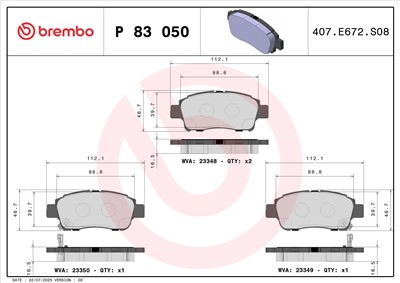 BREMBO P 83 050 Číslo výrobce: 23349. EAN: 8020584057858.