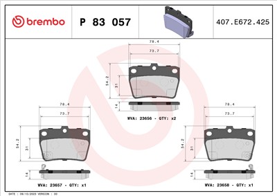 BREMBO P 83 057 Číslo výrobce: 23657. EAN: 8020584057926.