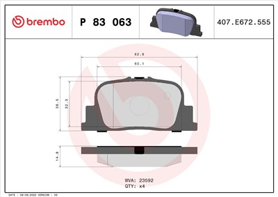 BREMBO P 83 063 Číslo výrobce: 23592. EAN: 8020584057988.