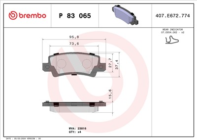 BREMBO P 83 065 Číslo výrobce: 23816. EAN: 8020584058008.