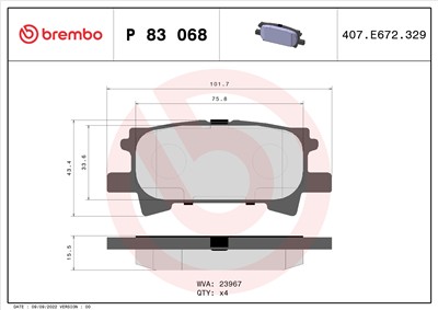 BREMBO P 83 068 Číslo výrobce: 23967. EAN: 8020584058039.