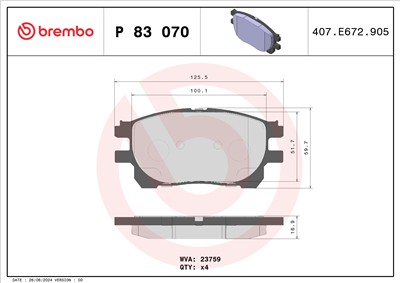 BREMBO P 83 070 Číslo výrobce: 23759. EAN: 8020584059708.