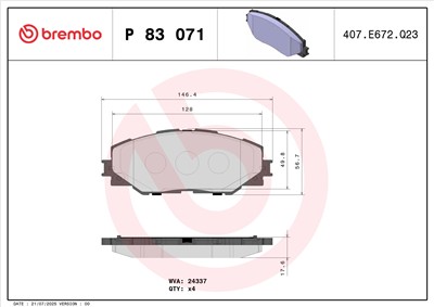 BREMBO P 83 071 Číslo výrobce: 24337. EAN: 8020584059715.