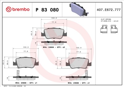 BREMBO P 83 080 Číslo výrobce: 24664. EAN: 8020584062180.