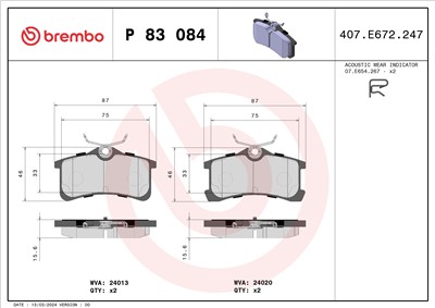 BREMBO P 83 084 Číslo výrobce: 24013. EAN: 8020584062227.