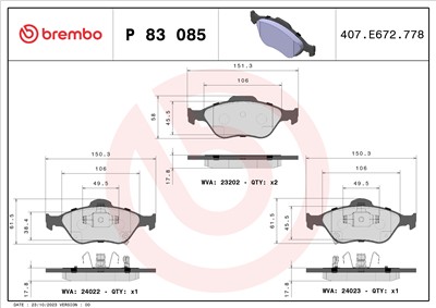 BREMBO P 83 085 Číslo výrobce: 23202. EAN: 8020584062234.