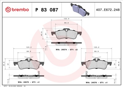 BREMBO P 83 087 Číslo výrobce: 24575. EAN: 8020584062258.