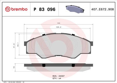 BREMBO P 83 096 Číslo výrobce: 24567. EAN: 8020584062340.