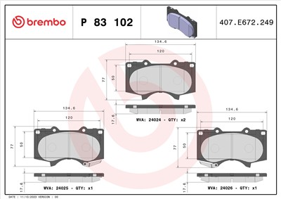 BREMBO P 83 102 Číslo výrobce: 24024. EAN: 8020584062401.