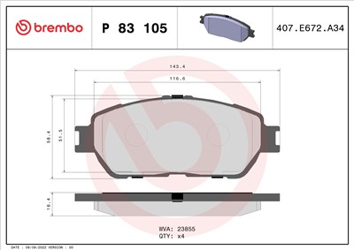 BREMBO P 83 105 Číslo výrobce: 23855. EAN: 8020584090916.