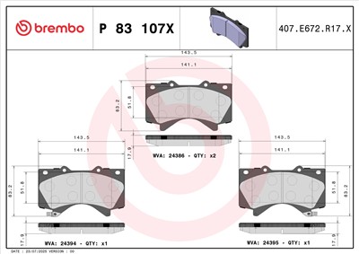 BREMBO P 83 107X Číslo výrobce: 24386. EAN: 8020584121917.