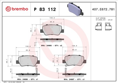 BREMBO P 83 112 Číslo výrobce: 24885. EAN: 8020584090985.