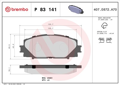 BREMBO P 83 141 Číslo výrobce: 24451. EAN: 8020584103876.
